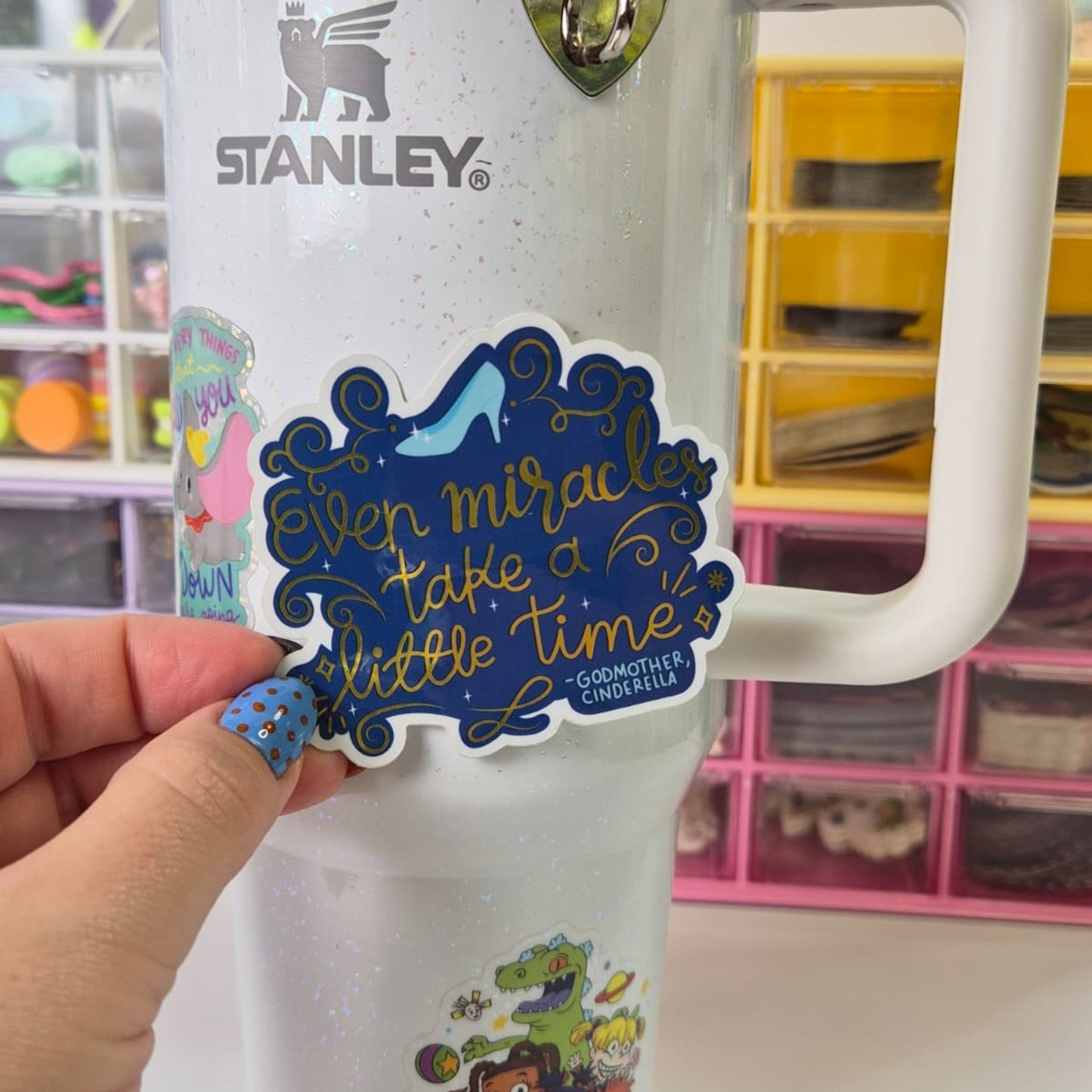 Cinderella Mirror Sticker - Even Miracles Take a Little Time | Waterproof Vinyl Decal