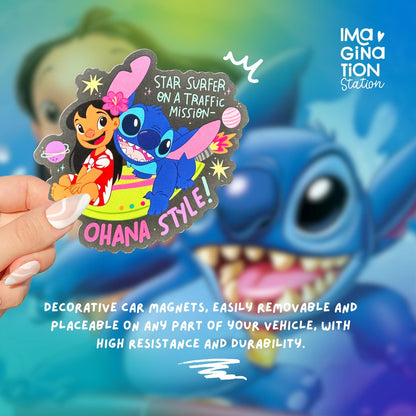 Lilo & Stitch Ohana Style Car Magnet – Waterproof Disney-Inspired Vehicle Accessory