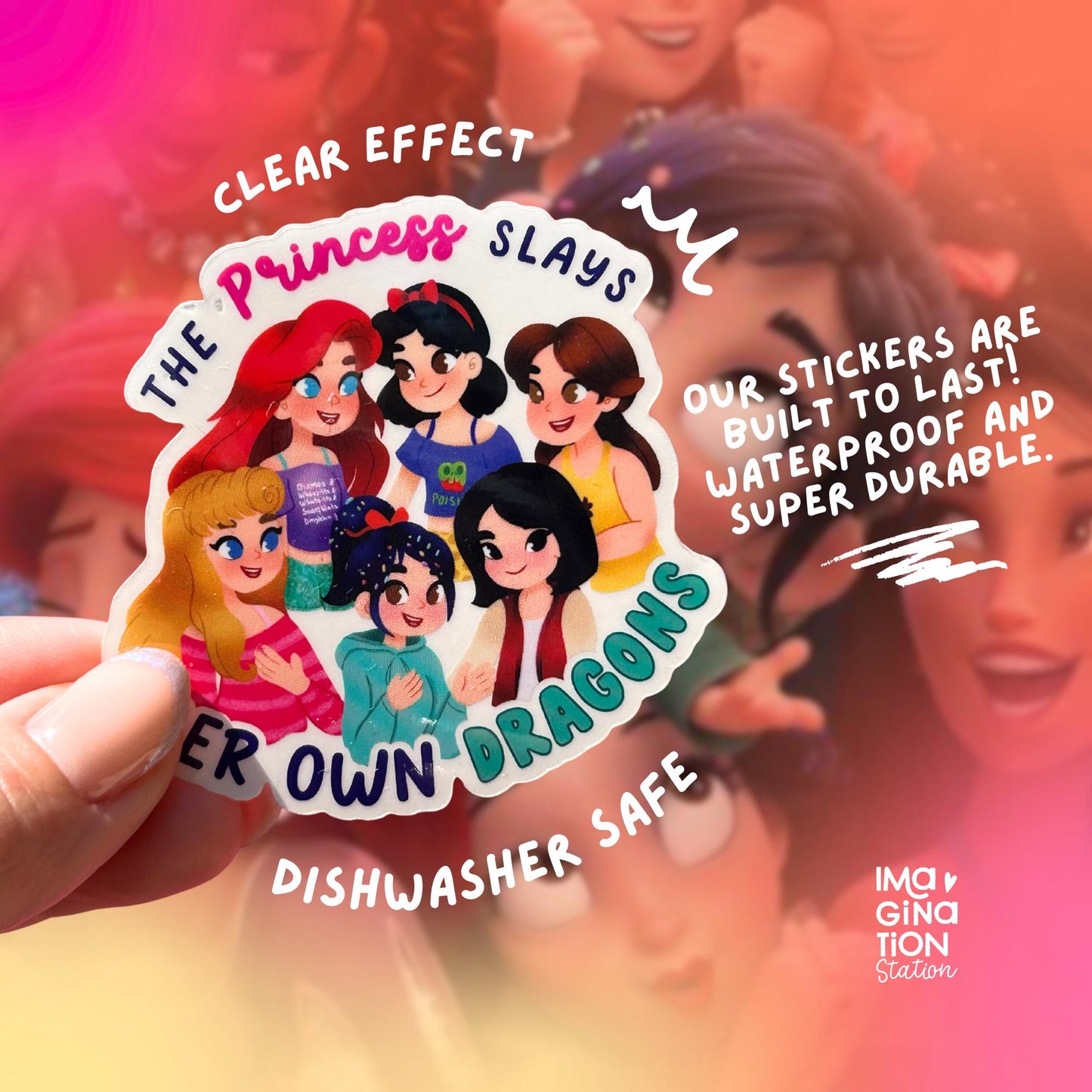 Princess Quote Sticker – Empowering Disney Magic in Clear Glossy Vinyl!