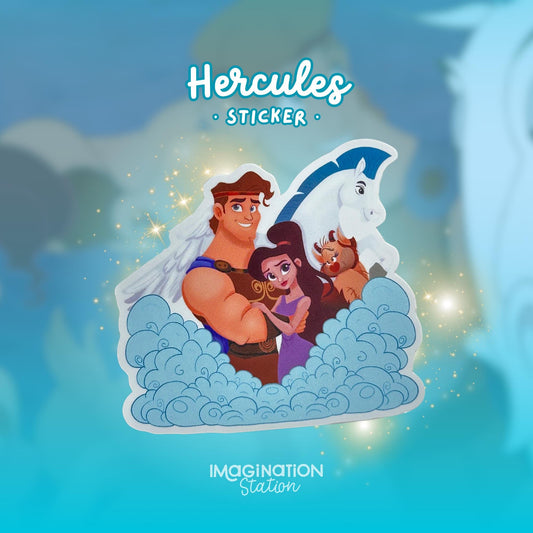 Hercules Matte Vinyl Sticker | Waterproof Holographic 3”x2.8” | Disney Meg Pegasus Phil Sticker for Laptop, Water Bottle, Car, Journal