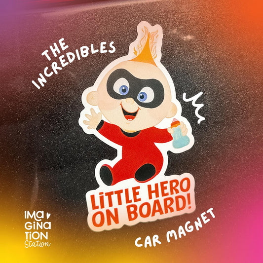 Jack-Jack Little Hero On Board Car Magnet – Waterproof Pixar Incredibles Baby Safety Sign