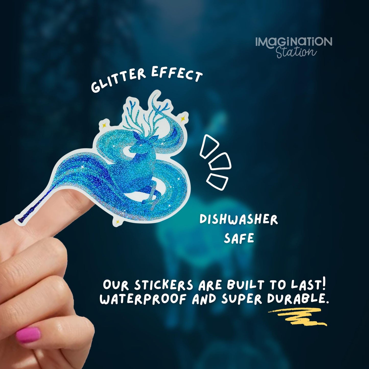 Expecto Patronum Sticker, Harry Potter Waterproof Pixie Dust Glossy Vinyl Decal, Laptop Water Bottle Car Window Sticker