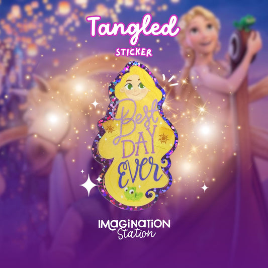 Tangled Best Day Ever Sticker for Planner Journal Decor Disney Rapunzel Quote Design Vinyl Laptop Decal Water Bottle Scrapbook Movie Gift