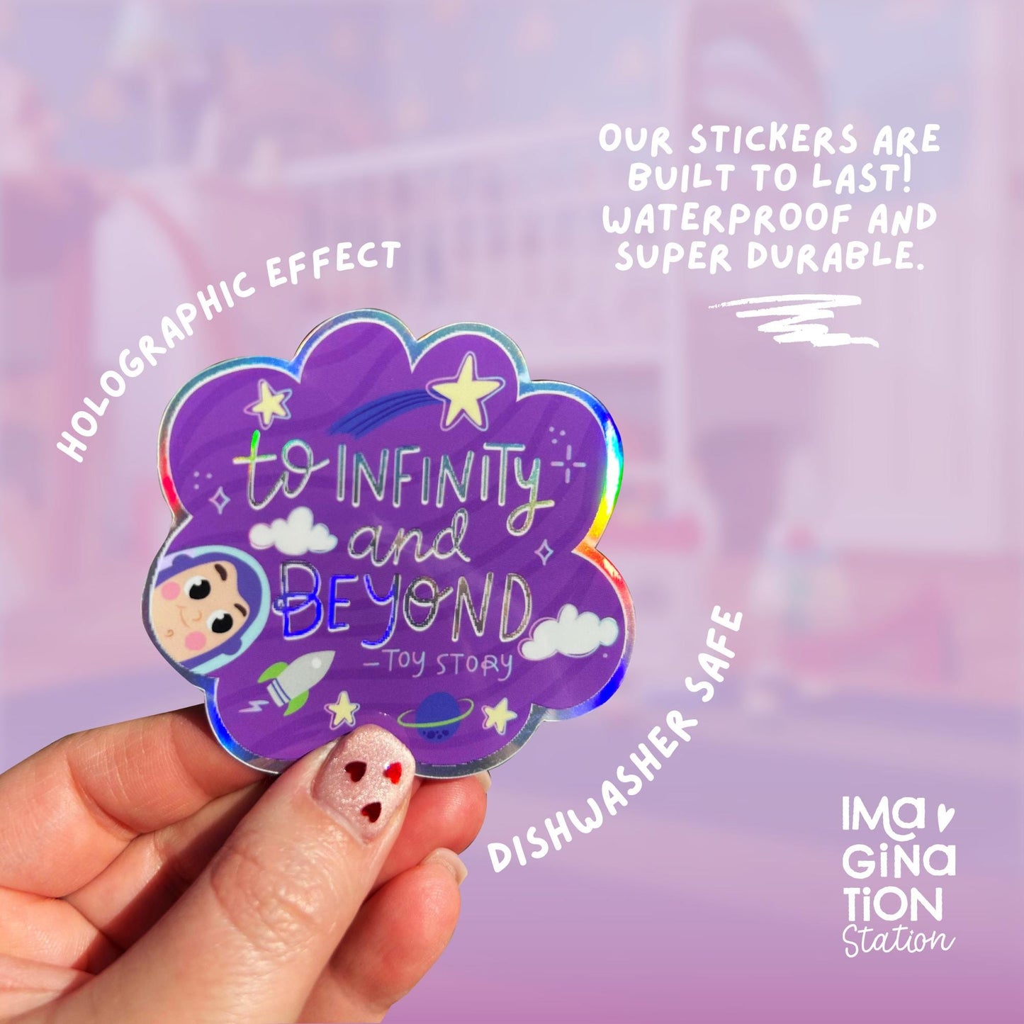 Buzz Lightyear Sticker - Holographic Toy Story Decal - Waterproof Vinyl Sticker for Tumblers, Laptops & Water Bottles