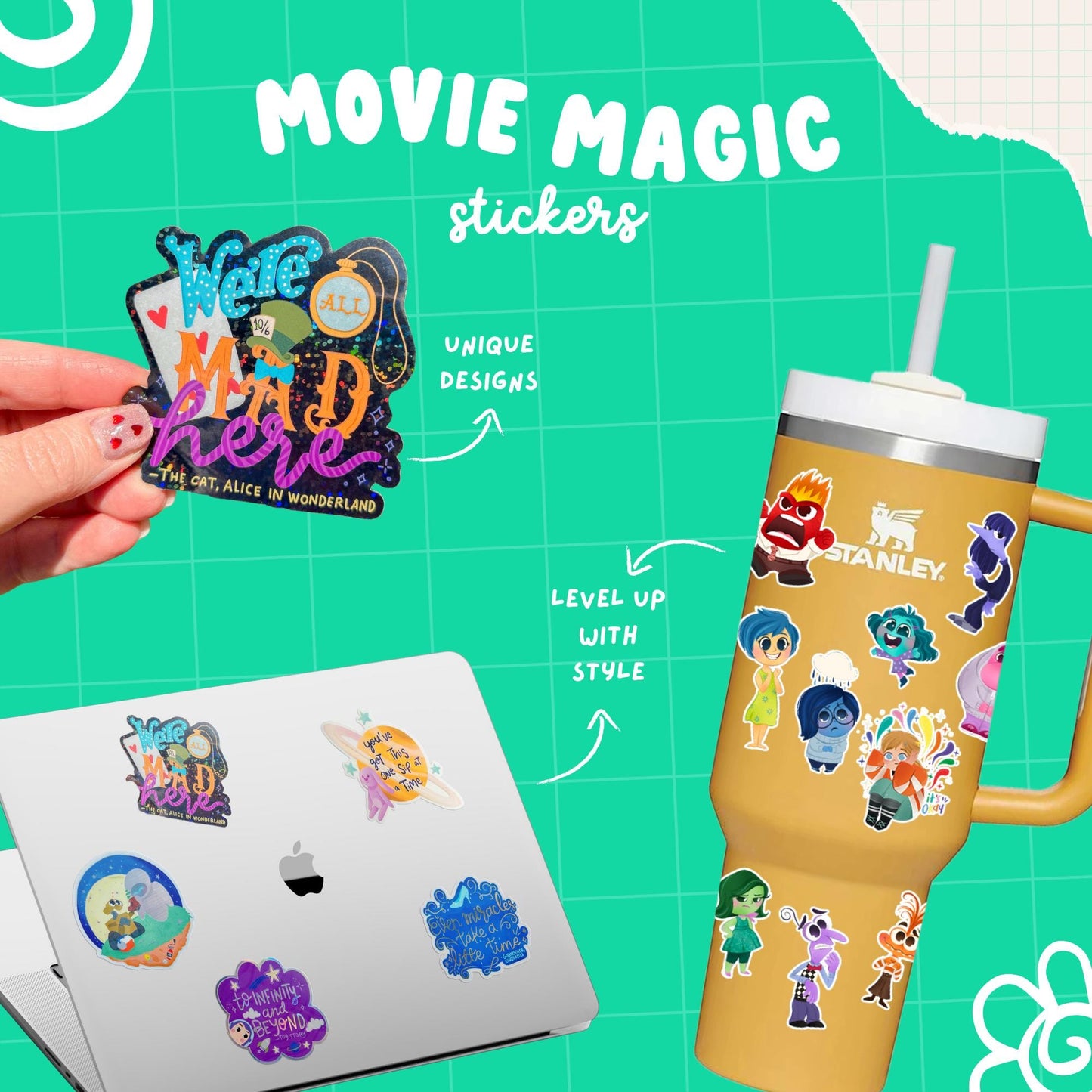 Moana Ocean Adventure Sticker, Moana & Pua Vinyl Decal, Waterproof Disney Sticker, Holographic or Clear Glossy Sticker