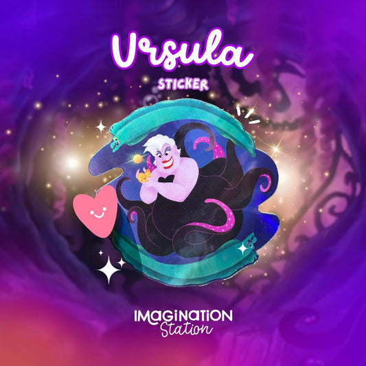 Ursula Villain Sticker, Holographic Glossy Vinyl, Disney Villains Decal, Waterproof Laptop Sticker