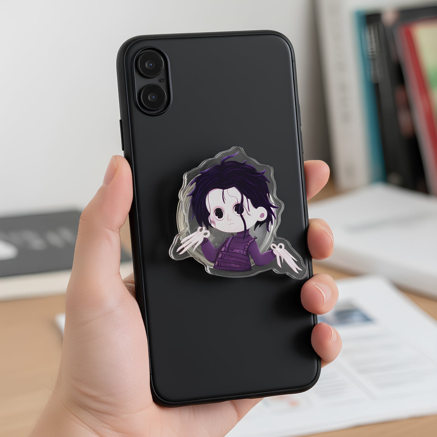 Edward Scissorhands Phone Holder - Clear Acrylic Desk Stand for iPhone & Android