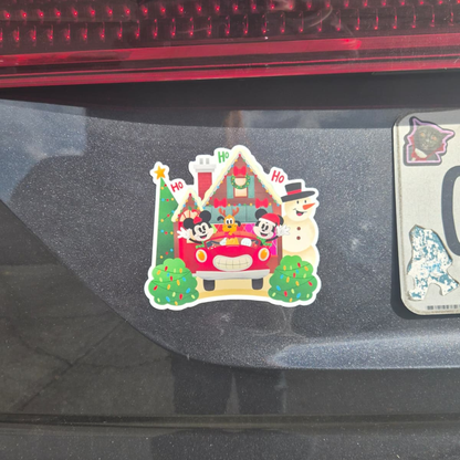 Mickey, Minnie and Pluto Holiday Car Magnet - Custom Die-Cut