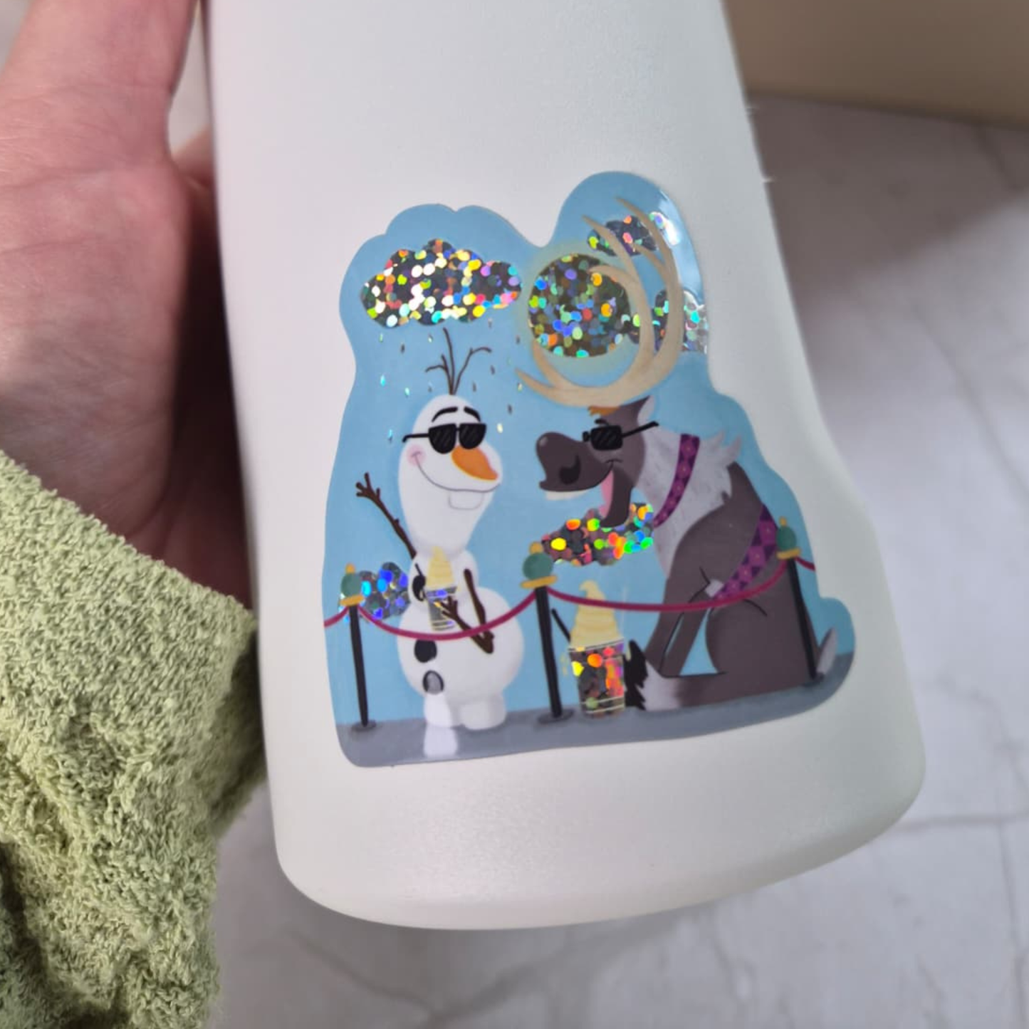 Olaf and Sven Sticker - Waterproof Glitter Glossy Effect