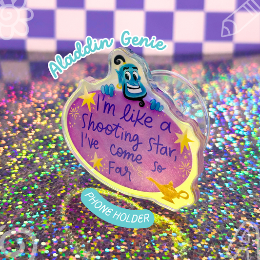 Aladdin Genie Holographic Acrylic PopSocket - 'I'm Like a Shooting Star' Disney Quote