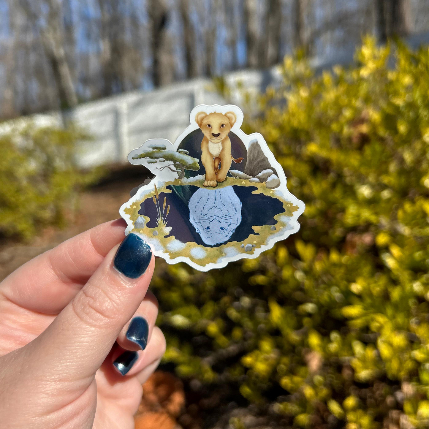 Mufasa Mirror Vinyl Sticker – Waterproof Reflective Disney Lion King Decal for Tumblers, Laptops, Cars