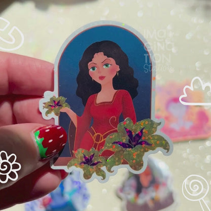 Mother Gothel Tangled Sticker | Glitter Glossy Disney Villain Vinyl | Rapunzel Villain Decal | Laptop Water Bottle Planner Decor
