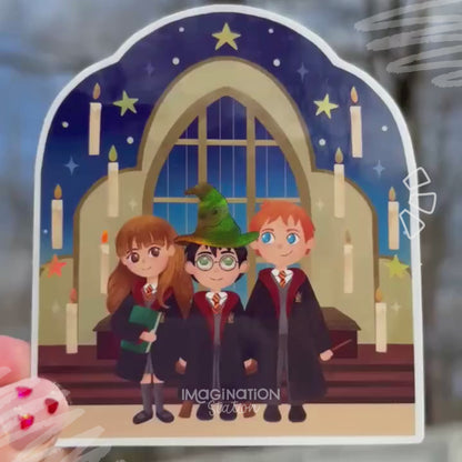 Harry Ron Hermione Vinyl Sticker | Waterproof Holographic Glossy | Wizard Trio Decal for Laptop, Water Bottle, Journal