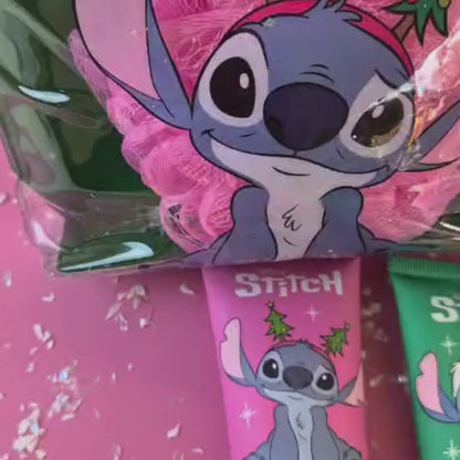 Stitch Christmas Gift Set – Winter Berry & Marshmallow Bath Duo with Glitter Effect Sticker