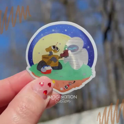 WALL·E Brush Aluminum Glossy Sticker – Waterproof Vinyl Decal for Laptops, Tumblers & Journals