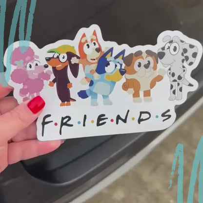 Bluey Friends Car Magnet, Waterproof Disney Car Decal, Bluey Inspired Friends TV Show Magnet, 7"x4.13"
