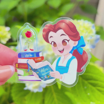 Belle Sticker – Book-Loving Princess Magic in Clear Glossy Vinyl!
