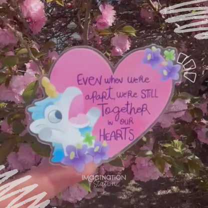 Bluey Unicorse Sticker | Transparent Glossy Vinyl Decal for Laptop & Water Bottle | Cartoon Gift with Together in Our Hearts Quote