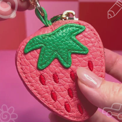 Berry Sweet Leather Keychain – Lotso-Inspired Strawberry Scented Fruit Charm Accessory for Keys, Bags & Backpacks