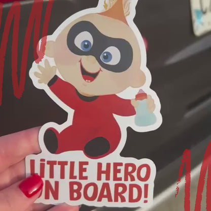 Jack-Jack Little Hero On Board Car Magnet – Waterproof Pixar Incredibles Baby Safety Sign