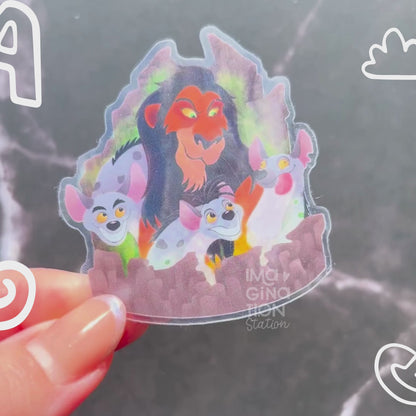 Scar Lion King Sticker, Disney Villain Transparent Glossy Vinyl, Pride Lands Hyenas Waterproof Sticker, Laptop Water Bottle Tumbler Notebook Planner Decal