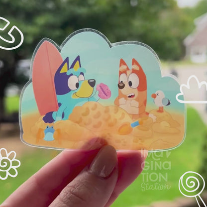 Bluey Bingo Beach Day Stickers | Clear Vinyl Sister Adventure Decal