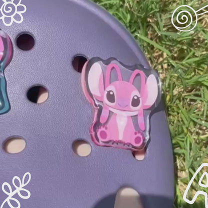 Lilo and Stitch Ohana Angel Flower Shoe Charms Set Clear Acrylic