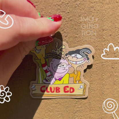 Ed Trio Kraft Paper Sticker | Retro Cartoon Squad Decal | Uncoated Vintage Look | 90s Nostalgic Fan Art