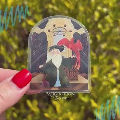 Dumbledore Vinyl Sticker | Waterproof Glossy Transparent  |  Wizard Sticker for Laptop, Water Bottle, Journal