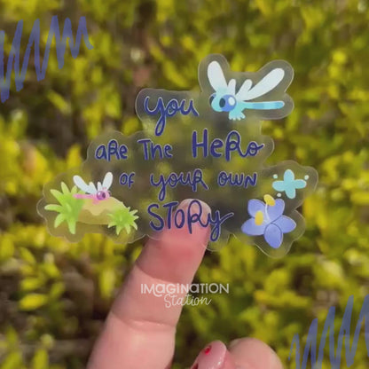 Bluey-Inspired "You're the Hero of Your Own Story" Clear Waterproof Sticker for Tumblers