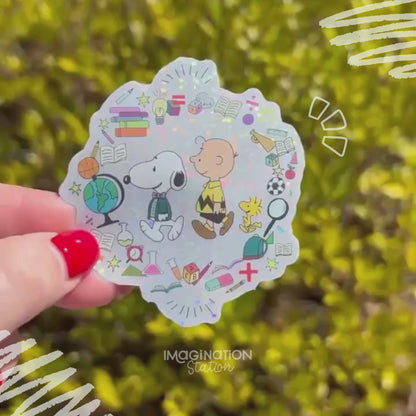 Snoopy & Charlie Brown Teacher Sticker – Glitter Glossy Waterproof Vinyl – Perfect Teacher Appreciation or Back-to-School Gift
