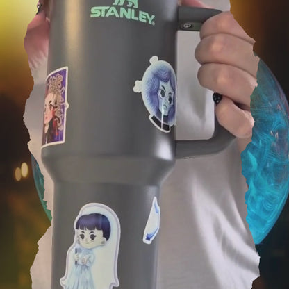 Custom 40oz Tumbler with The Haunted Mansion Glow in the Dark Sticker Sheet