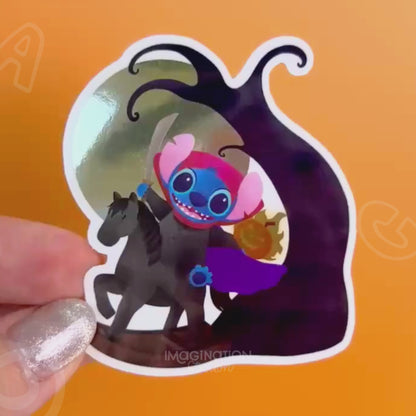 Halloween Stitch Mirror Effect Sticker - Spooky Reflective Decal