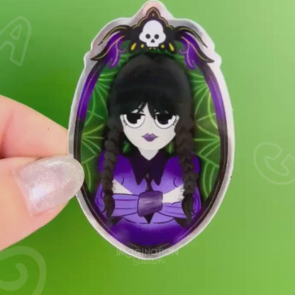 Wednesday Addams Mirror Sticker Effect - Gothic Decor