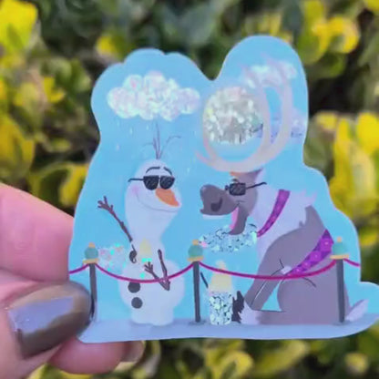Olaf and Sven Sticker - Waterproof Glitter Glossy Effect