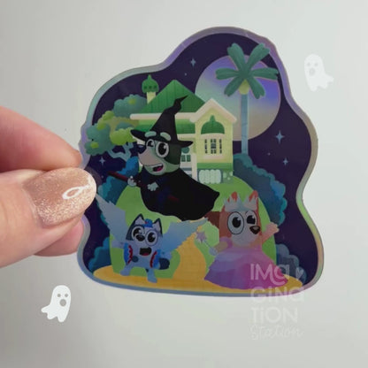 Bluey, Bingo & Muffin Wicked Halloween Holographic Stickers