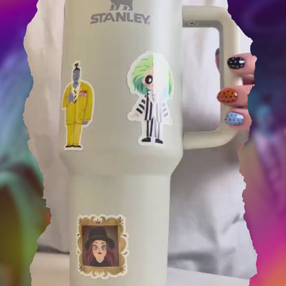 Beetlejuice Personalized 40oz Tumbler with Sticker Set - Waterproof Glow in the Dark